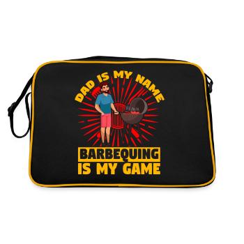 Papa ist mein Name Grillen ist mein Spiel - Retro Tasche - Schwarz/Gold - Hinten