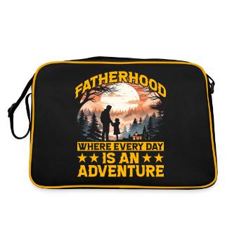 Vaterschaft, wo jeder Tag Abenteuer ist - Retro Tasche - Schwarz/Gold - Hinten