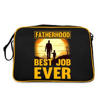 Vaterschaft bester Job aller Zeiten - Retro Tasche - Schwarz/Gold - Hinten