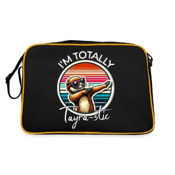 Lustige Marder Sprüche - Retro Tasche - Schwarz/Gold - Hinten