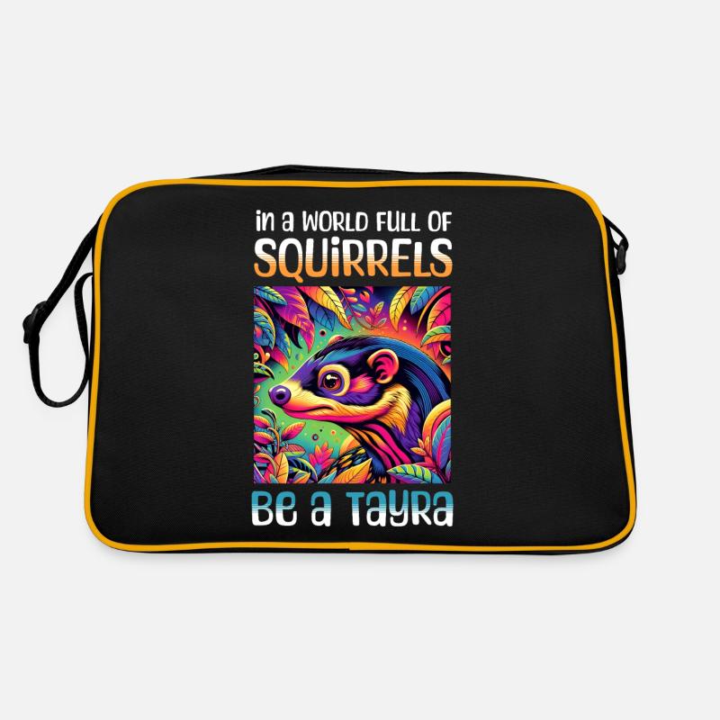 Lustige Marder Sprüche - Retro Tasche - Schwarz/Gold