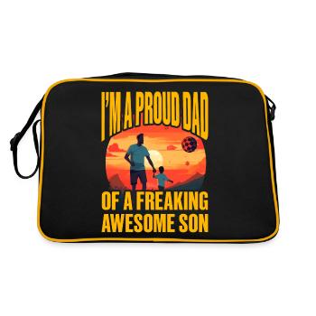 Ich bin stolzer Vater eines verdammt tollen Sohnes - Retro Tasche - Schwarz/Gold - Hinten