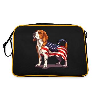 Beagle Dog 4th of July American Flag Beagle Gifts - Retro Tasche - Schwarz/Gold - Hinten