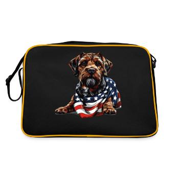Border Terrier Dog 4th of July Gifts with - Retro Bag - black/gold - Back