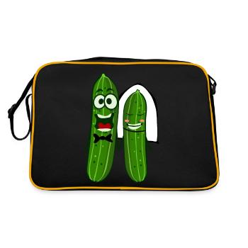 Cucumber Bride Groom Wedding - Retro Tasche - Schwarz/Gold - Hinten