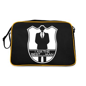 Best Man Groomsmen Bride Groom - Retro Bag - black/gold - Back