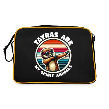 Lustige Marder Sprüche - Retro Tasche - Schwarz/Gold - Hinten