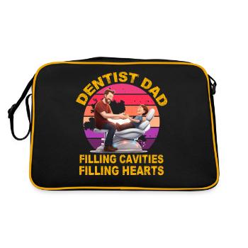 Dentist Dad filling Cavities filling Hearts - Retro Bag - black/gold - Back