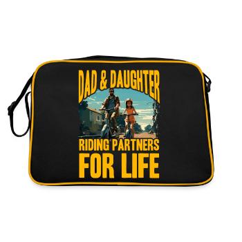 Vater und Tochter fahren Partner fürs Leben - Retro Tasche - Schwarz/Gold - Hinten