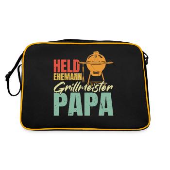 Held, Ehemann, Grillmeister, PAPA - Retro Tasche - Schwarz/Gold - Hinten