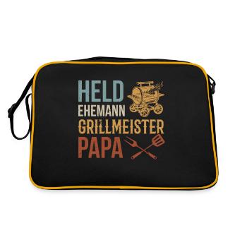 Held, Ehemann, Grillmeister, PAPA - Retro Tasche - Schwarz/Gold - Hinten