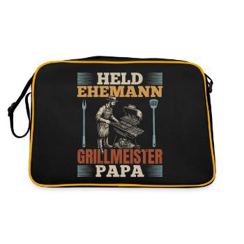 Held, Ehemann, Grillmeister, PAPA - Retro Tasche - Schwarz/Gold - Hinten