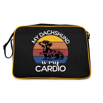 Lustige Dackel Sprüche - Retro Tasche - Schwarz/Gold - Hinten