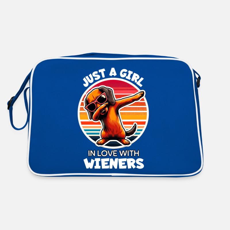 Mädchen Liebt Dackel Retro Tasche