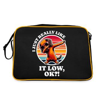 Ich Liebe Dackel Spruch - Retro Tasche - Schwarz/Gold - Hinten