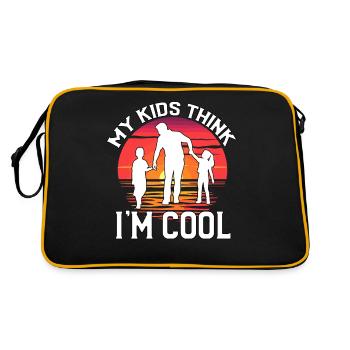 Meine Kinder finden mich cool - Retro Tasche - Schwarz/Gold - Hinten