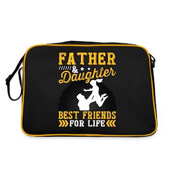 Vater und Tochter beste Freunde fürs Leben - Retro Tasche - Schwarz/Gold - Hinten