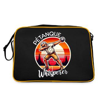 Petanque Flüsterer - Retro Tasche - Schwarz/Gold - Hinten