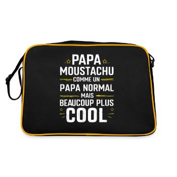 Cadeau Papa Moustachu Humour Fête des Pères - Sac Retro - noir/or - Dos