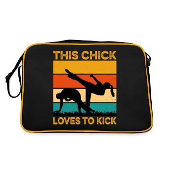 Dieses Küken liebt es zu treten - Retro Tasche - Schwarz/Gold - Hinten