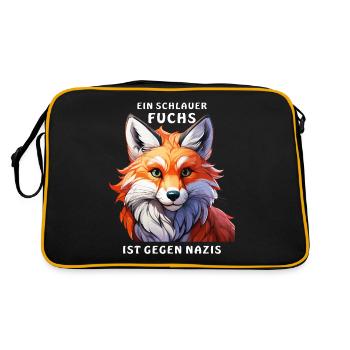 A CUNNING FOX IS AGAINST NAZIS - Retro Bag - black/gold - Back