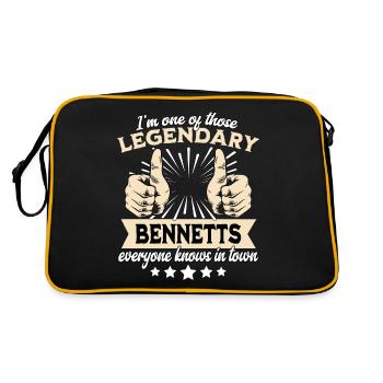 Legendäre Bennett Legende - Retro Tasche - Schwarz/Gold - Hinten