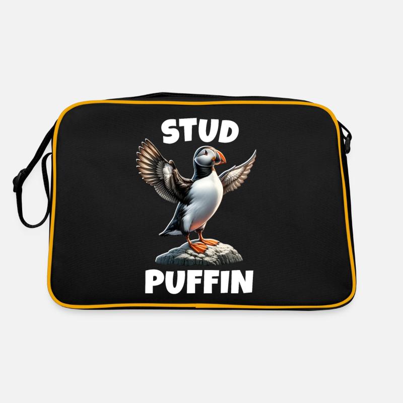 Papageientaucher Spruch - Retro Tasche - Schwarz/Gold