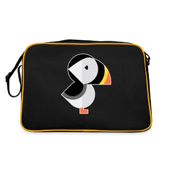 Papageientaucher - Retro Tasche - Schwarz/Gold - Hinten