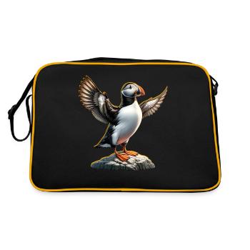Puffins, puffins - Retro Bag - black/gold - Back