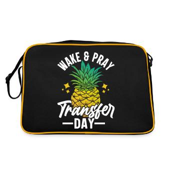 Wake Pray Transfer Day Orange Ribbon IVF Egg - Retro Bag - black/gold - Back