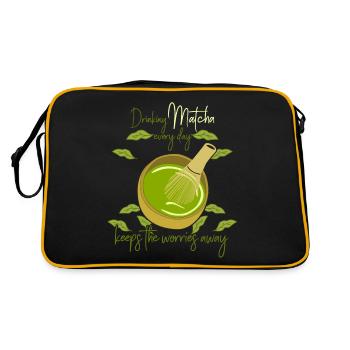Japanese Green Tea Japan Matcha Tea - Retro Tasche - Schwarz/Gold - Hinten