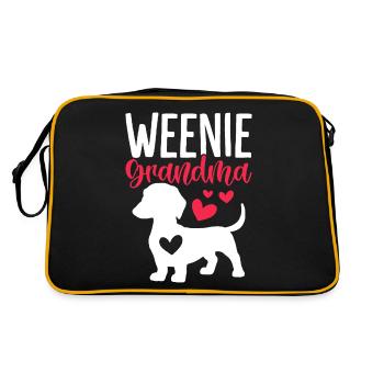 Weenie Oma Lustiger Hund Oma Dackel Hund - Retro Tasche - Schwarz/Gold - Hinten