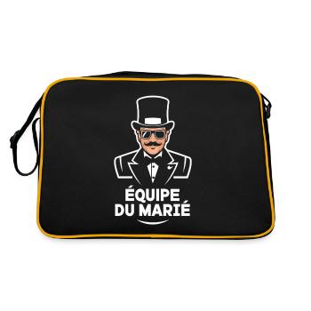 Bräutigam Team Hut Klassenzimmer Hochzeit - Retro Tasche - Schwarz/Gold - Hinten