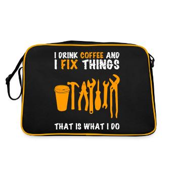 Dad DIY Craftsman Handyman Workshop - Retro Tasche - Schwarz/Gold - Hinten