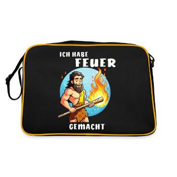 NEANDERTHAL I MADE A FIRE - Retro Bag - black/gold - Back