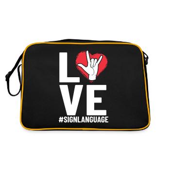 Amour Langue des signes ASL sourd ASL malentendant ASL - Sac Retro - noir/or - Dos