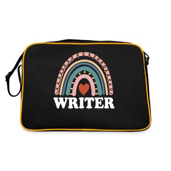 Lustiger Schriftsteller Boho Rainbow Screen Drehbuchautor - Retro Tasche - Schwarz/Gold - Hinten
