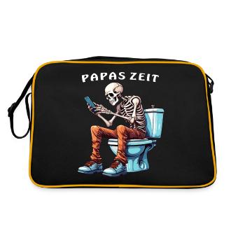 SKELETON TOILET SMARTPHONE DAD'S TIME - Retro Bag - black/gold - Back