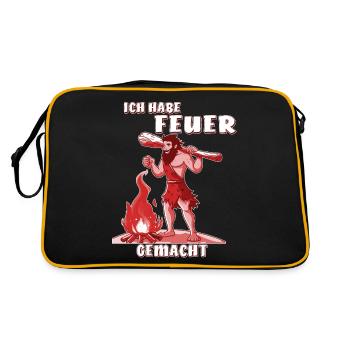 NEANDERTHAL I MADE A FIRE - Retro Bag - black/gold - Back
