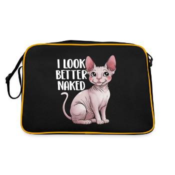J’ai l’air mieux nu Sphynx Chat Sans fourrure Sans poils - Sac Retro - noir/or - Dos