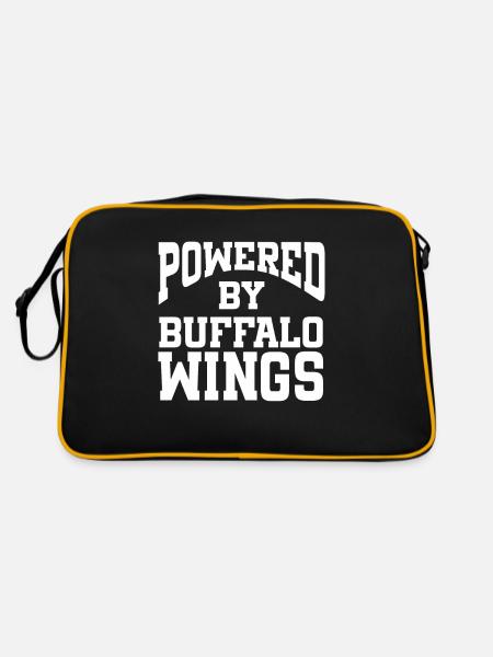 Powered By Buffalo Wings - Retro Tasche - Schwarz/Gold - Hinten