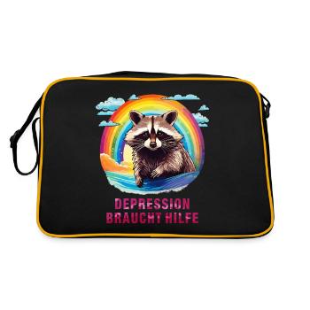 WASCHBÄR DEPRESSION BRAUCHT HILFE - Retro Tasche - Schwarz/Gold - Hinten