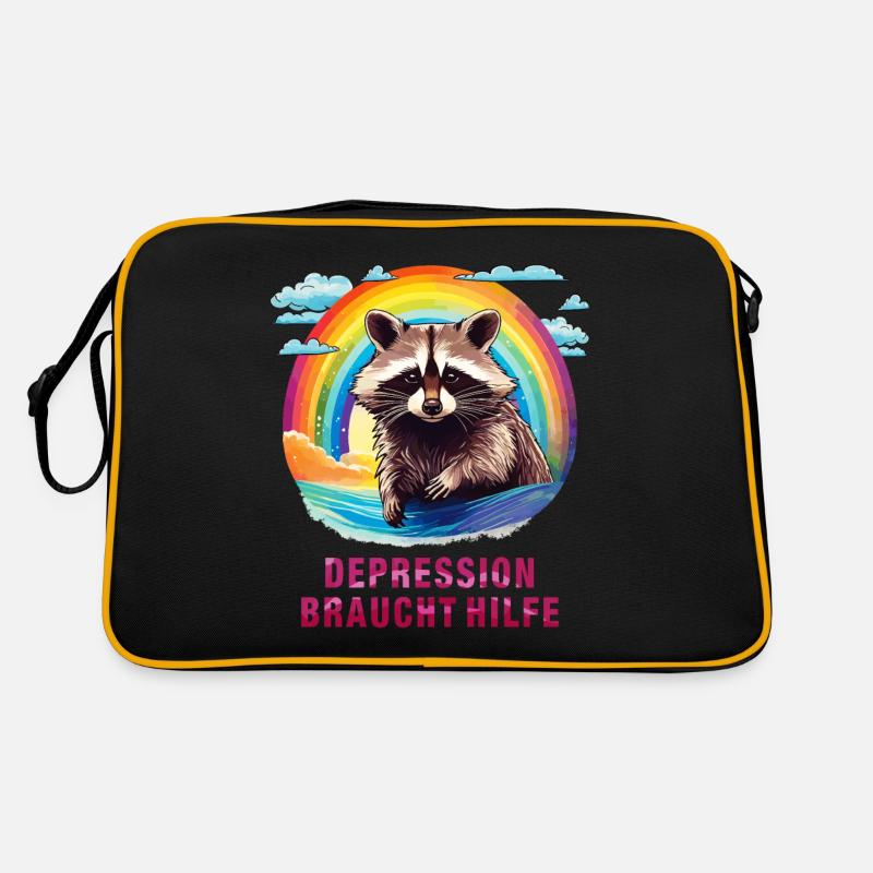 WASCHBÄR DEPRESSION BRAUCHT HILFE Retro Tasche