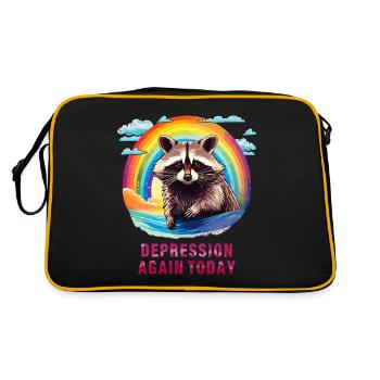 WASCHBÄR DEPRESSION AGAIN TODAY - Retro Tasche - Schwarz/Gold - Hinten