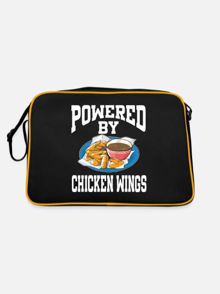 Powered By Chicken Wings - Retro Tasche - Schwarz/Gold - Hinten