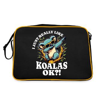 Ich Liebe Koala Spruch - Retro Tasche - Schwarz/Gold - Hinten