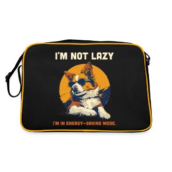 Lazy Dog Humor Energy Saving Mode Funny - Retro Bag - black/gold - Back