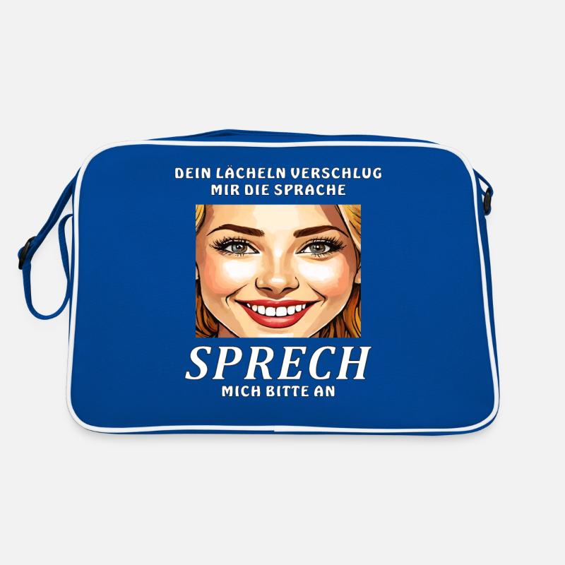 FRAU LÄCHELT SPRECH MICH BITTE AN Retro Tasche