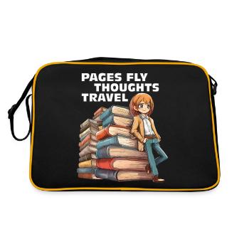 BÜCHER PAGES FLY THOUGHTS TRAVEL - Retro Tasche - Schwarz/Gold - Hinten