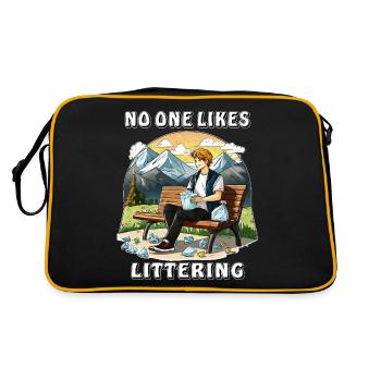 WASTE NO ONE LIKES LITTERING - Retro Bag - black/gold - Back